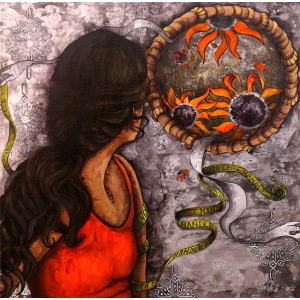 Shazia Salman, Reminisce I, 42 x 42 Inch, Acrylics on Canvas, Surrealistic Painting, AC-SAZ-033